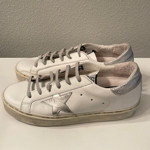 Golden Goose Hi Star White and Silver Sneaker